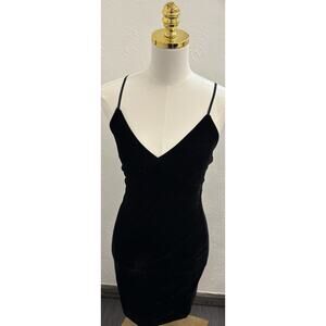 Windsor Black Velvet V-Neck Mini Dress Size Small Gothic Dark Romance